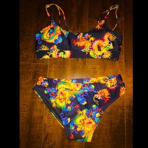 dragon print bikini set